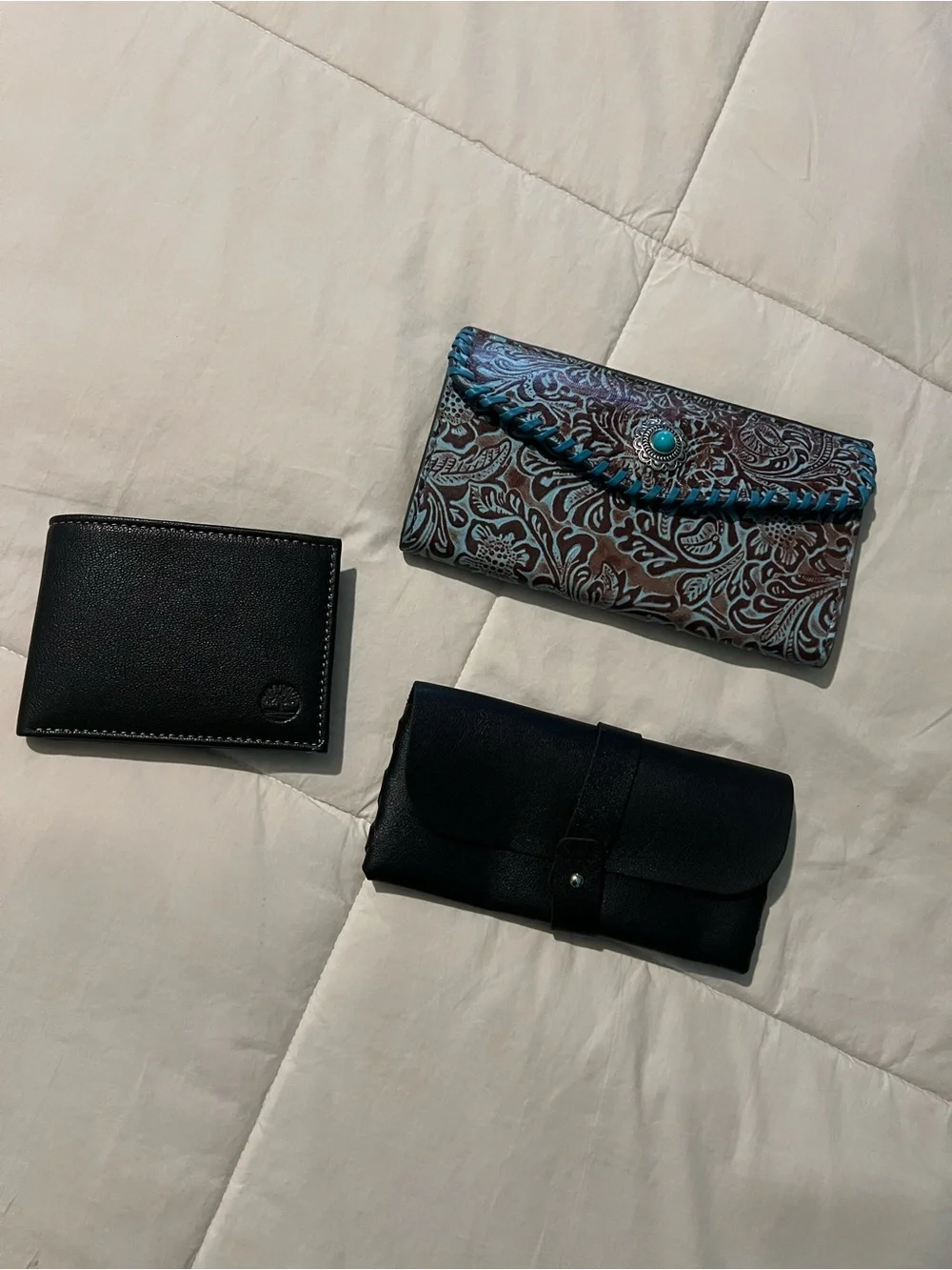 Timberland Tri-Fold Wallet, Sunglasses Case & Black & Brown Floral Wallet